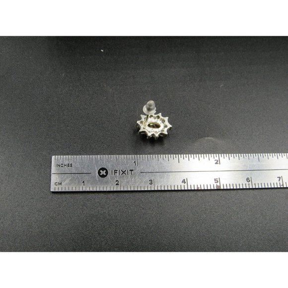 Sterling Silver Cute Halo Design CZ Gemstone Small Stud Earrings - Picture 5 of 6